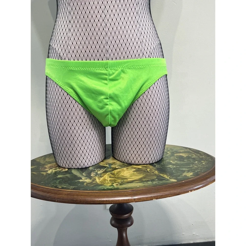 Vintage Hot Line Neon Green Men's Briefs Retro Swim Trunks Intimates Size S